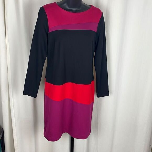 Ruby Rd Color-blocked Long Sleeve Dress sz 6P - Picture 1 of 6